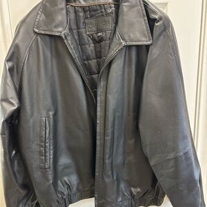 St. John's Bay Men's Black Leather Bomber Jacket